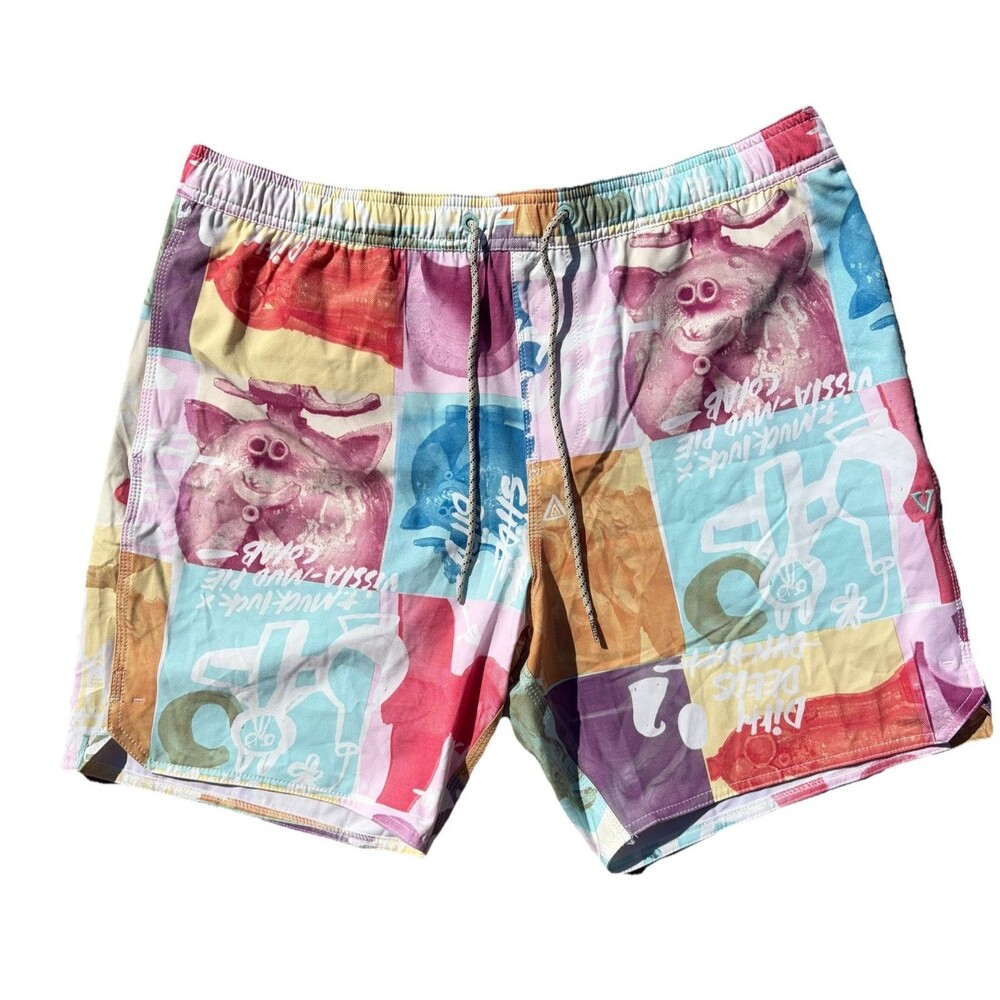 Vissla Tropical Mud Flappers XL Ecolastic Surfing BoardShort Drawstring 16.5”